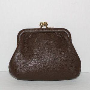 Vintage Dooney & Bourke Brown Leather Small Frame Coin Purse